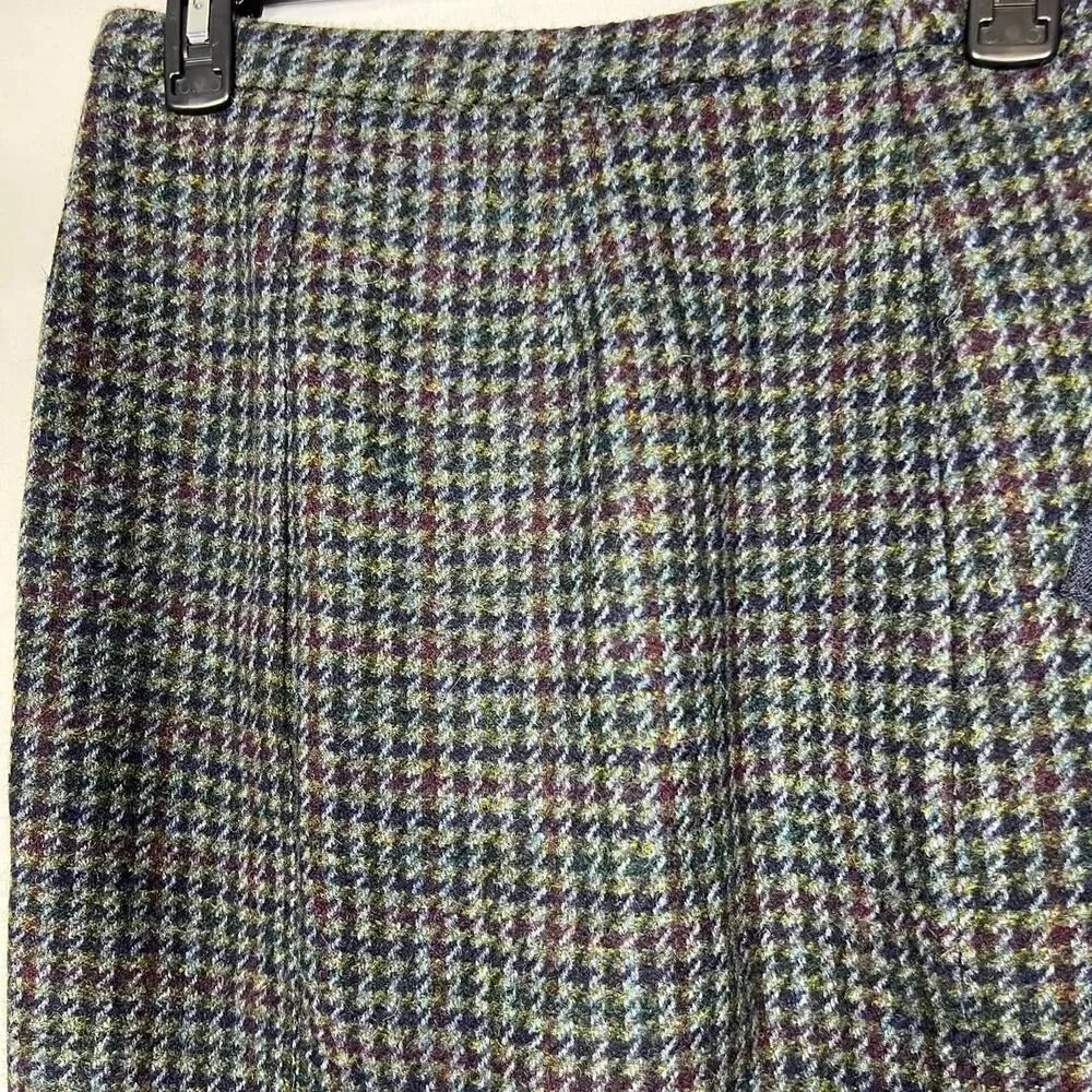 J.Crew Dark Academia Preppy Womens Houndstooth Wool Pencil Skirt